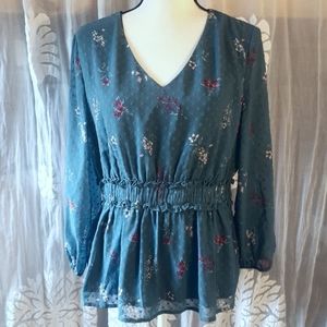 💎 Blue Floral Blouse 💎